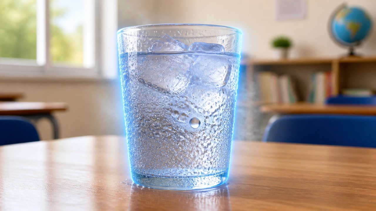 Cold glass condensation image for a Primary 5 science lesson